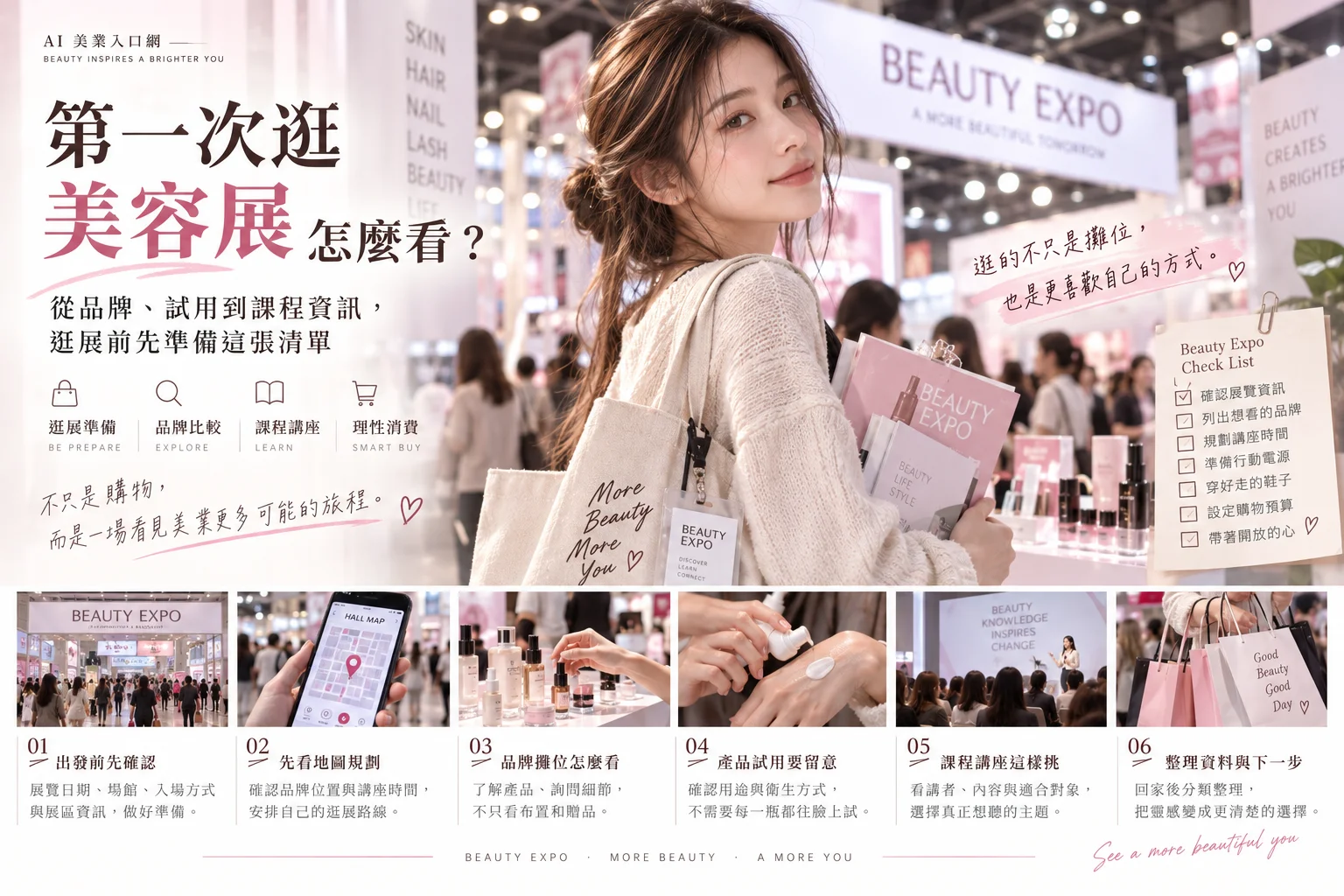 第一次逛美容展怎麼看？從品牌、試用到課程資訊，逛展前先準備這張清單